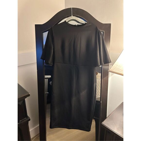 NEW MIDI Ruffle Sleeve Slim Fit Business Pencil Dress XL - Picture 1 of 3